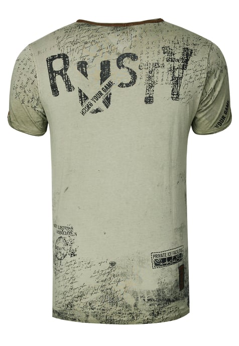 V-Neck T-Shirt mit Wildleder-Details und Nieten-Verlauf - Image 3