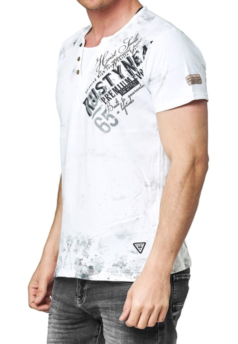 V-Neck T-Shirt Verwaschen mit Seitlichem Logo Print - Image 3