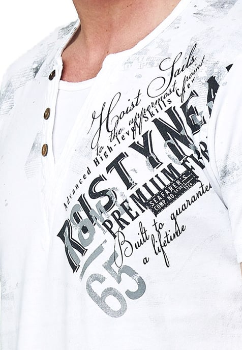 V-Neck T-Shirt Verwaschen mit Seitlichem Logo Print - Image 4