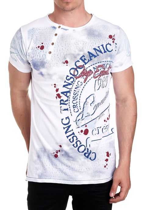 Rundhals T-Shirt mit All Over Front Print - Image 3