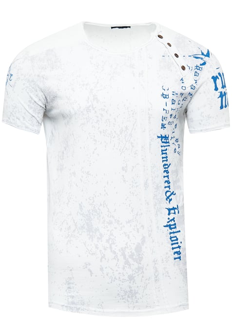 Rundhals T-Shirt mit Seitlicher Knopfleiste - Image 1