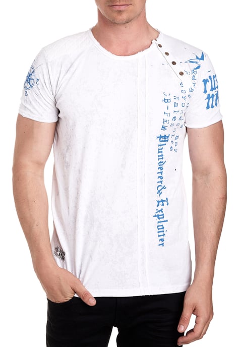 Rundhals T-Shirt mit Seitlicher Knopfleiste - Image 3