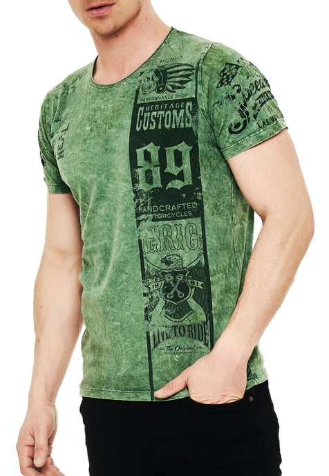 Washed Biker T-Shirt mit Front & Back Prints - Image 4