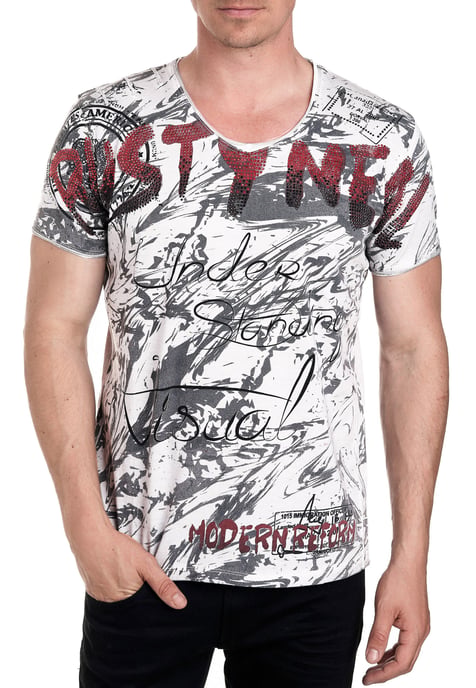 V-Neck T-Shirt im Strass-Stein-Design - Image 3