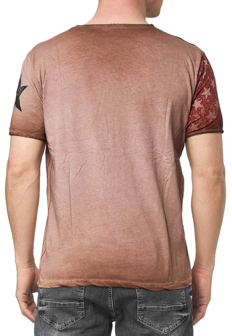 USA T-Shirt Stars and Stripes V-Neck im Used-Look - Image 4