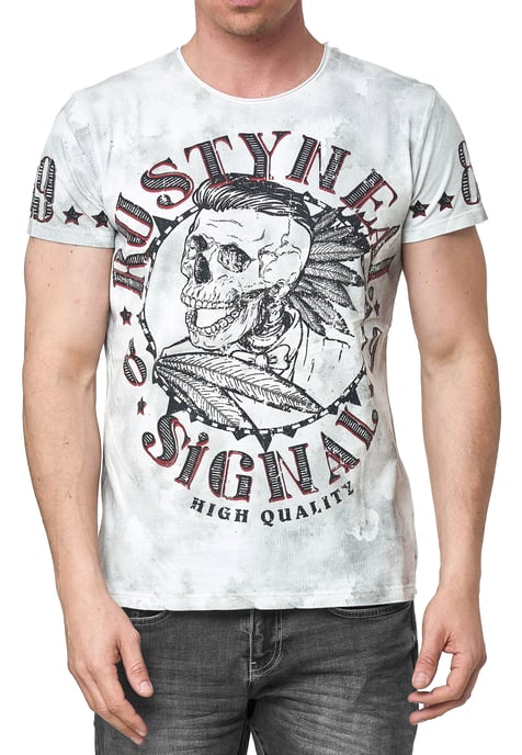 T-Shirt Verwaschen mit Skull-Print - Image 3