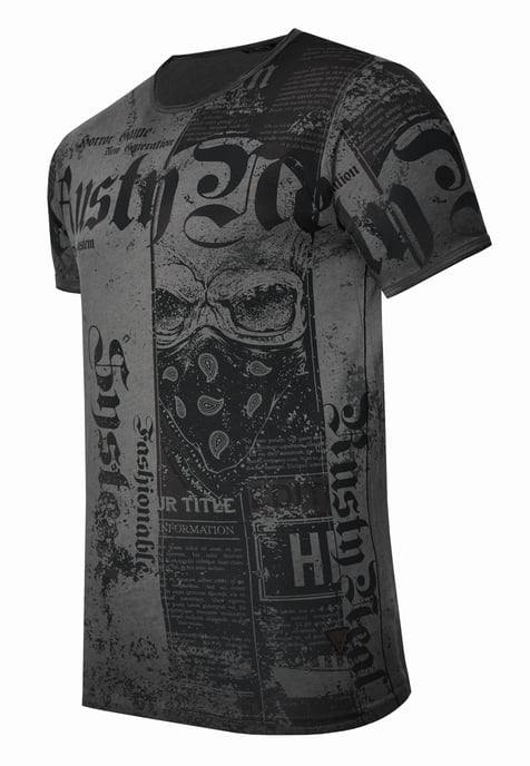 T-Shirt mit American-Skull Westside-Gang-Banger Print - Image 2