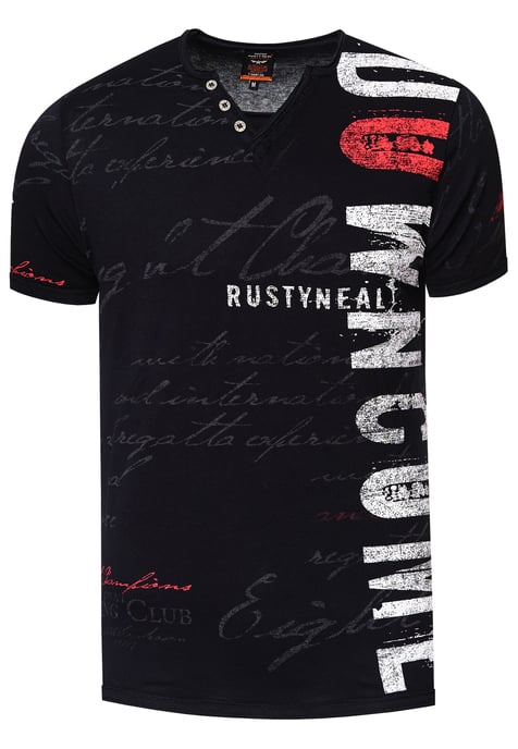 V-Neck T-Shirt mit Seitlichem Logo-Print - Image 1