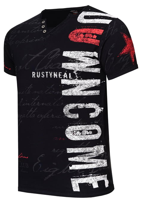 V-Neck T-Shirt mit Seitlichem Logo-Print - Image 2