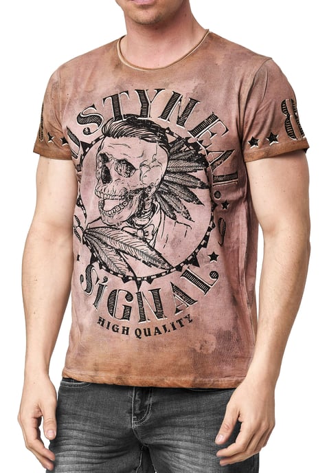 T-Shirt Verwaschen mit Skull-Print - Image 3