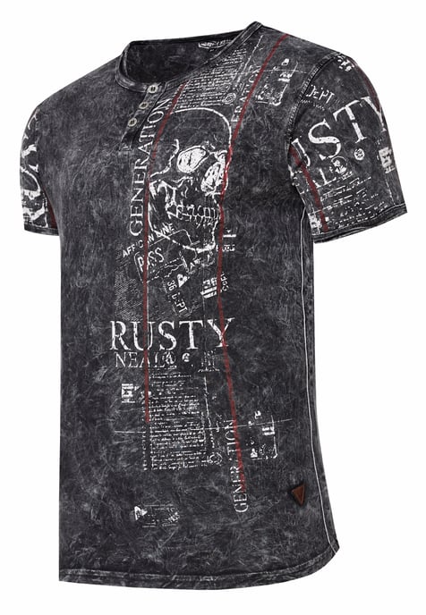 Henley T-Shirt mit Knopfleiste und Seitlichen Front Prints - Image 2