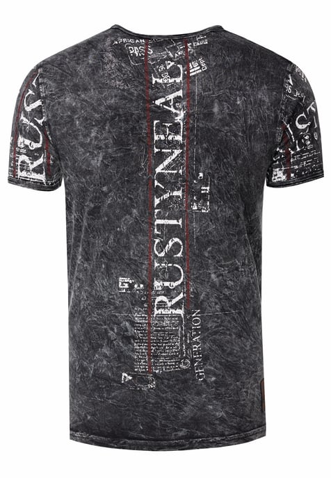 Henley T-Shirt mit Knopfleiste und Seitlichen Front Prints - Image 3