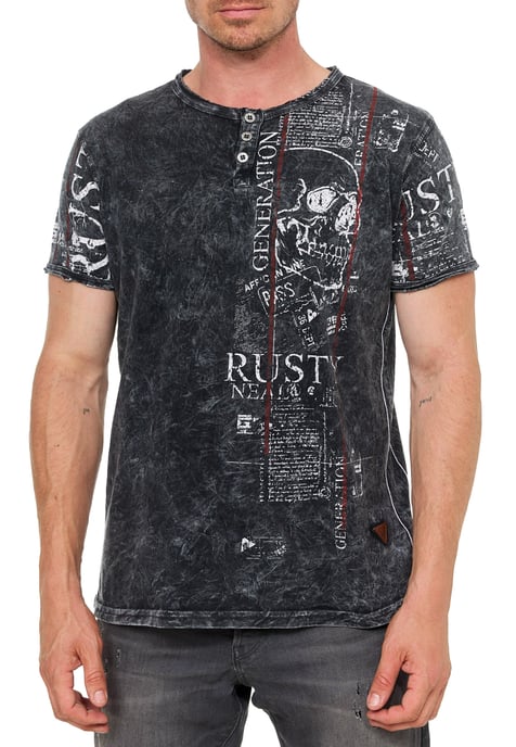 Henley T-Shirt mit Knopfleiste und Seitlichen Front Prints - Image 4