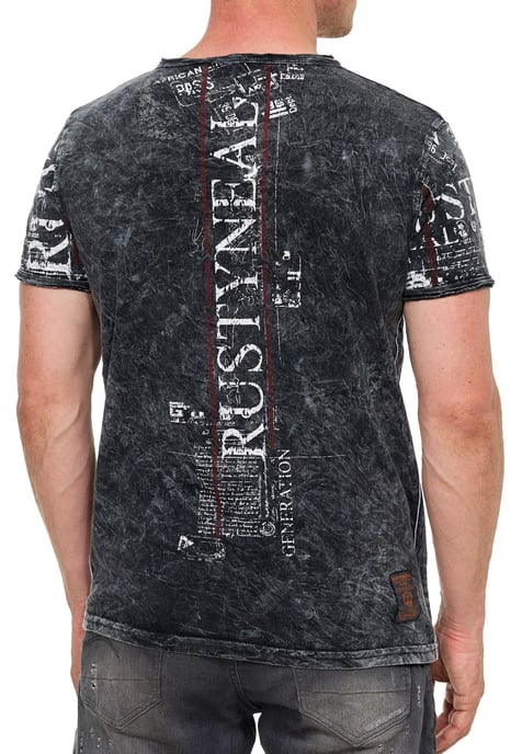 Henley T-Shirt mit Knopfleiste und Seitlichen Front Prints - Image 5
