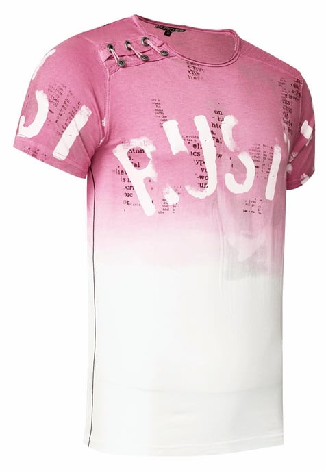 T-Shirt Verwaschen mit Farbverlauf und Seitlicher Knopfleiste - Image 2