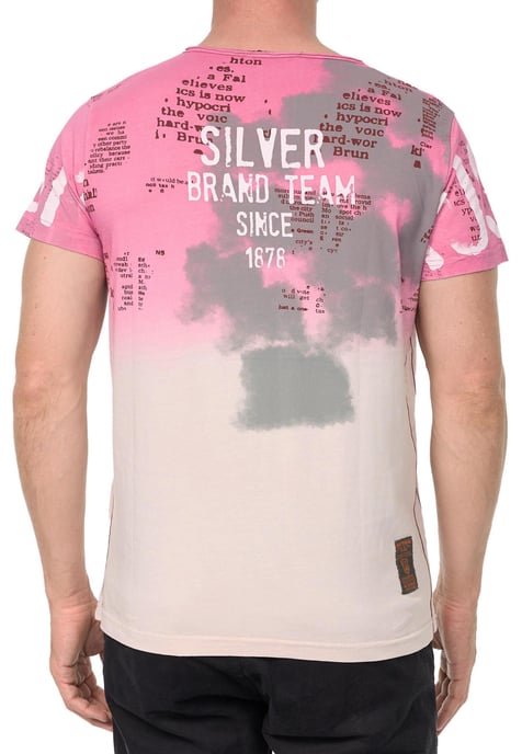 T-Shirt Verwaschen mit Farbverlauf und Seitlicher Knopfleiste - Image 5