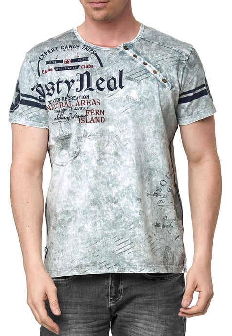 T-Shirt mit Seitlicher Knopfleiste und Logo-Print - Image 3