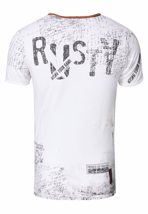 V-Neck T-Shirt mit Wildleder-Details und Nieten-Verlauf - Image 3