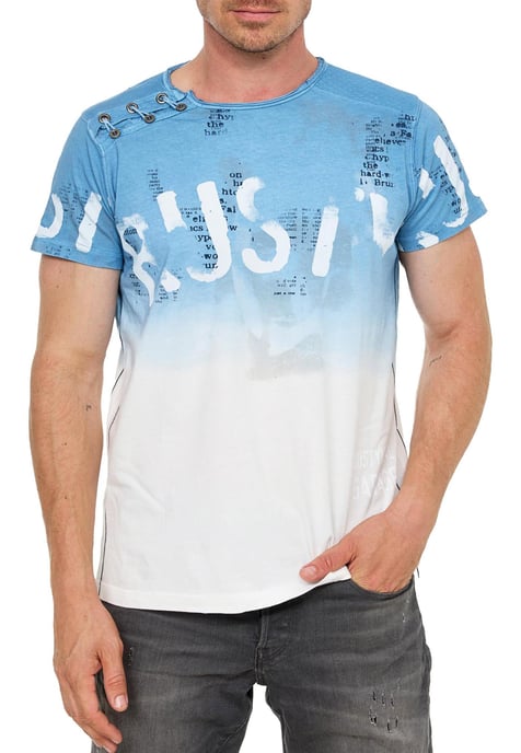 T-Shirt Verwaschen mit Farbverlauf und Seitlicher Knopfleiste - Image 4