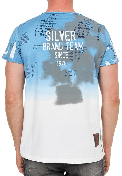 T-Shirt Verwaschen mit Farbverlauf und Seitlicher Knopfleiste - Image 5
