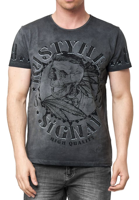 T-Shirt Verwaschen mit Skull-Print - Image 3
