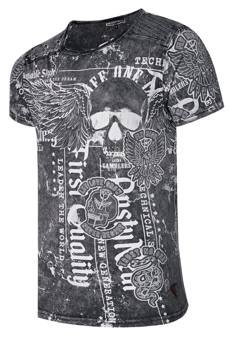 Verwaschenes T-Shirt mit "Flying-Skull" Print - Image 2
