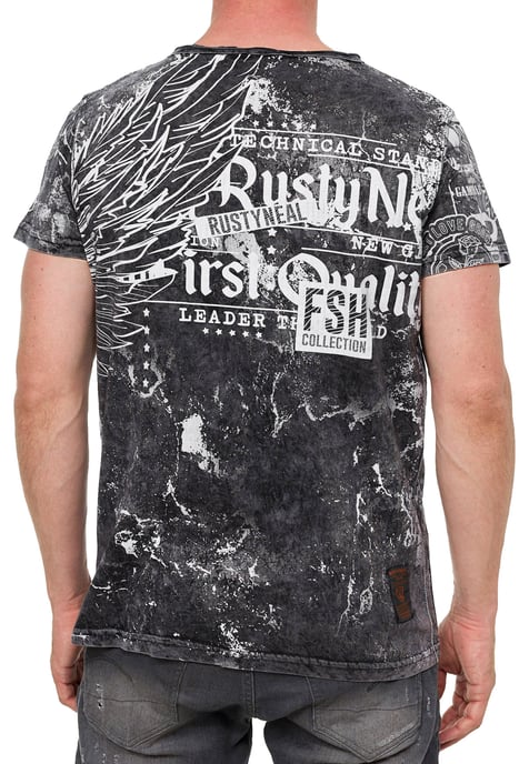Verwaschenes T-Shirt mit "Flying-Skull" Print - Image 5