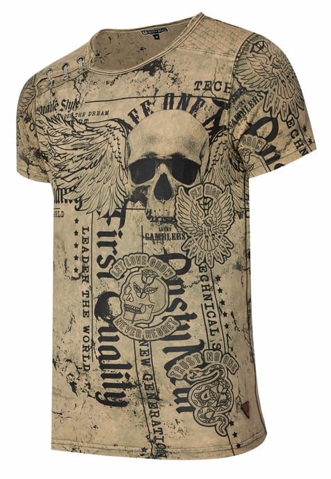 Verwaschenes T-Shirt mit "Flying-Skull" Print - Image 2