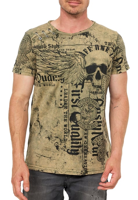 Verwaschenes T-Shirt mit "Flying-Skull" Print - Image 4