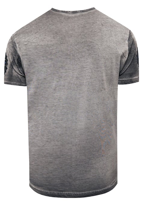 T-Shirt Verwaschen mit Logo Print und Knopfleiste - Image 2