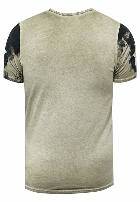 T-Shirt Verwaschen mit Logo Print und Knopfleiste - Image 2