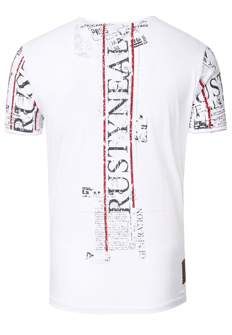 Henley T-Shirt mit Knopfleiste und Seitlichen Front Prints - Image 3