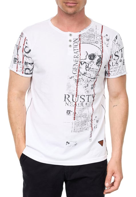 Henley T-Shirt mit Knopfleiste und Seitlichen Front Prints - Image 4