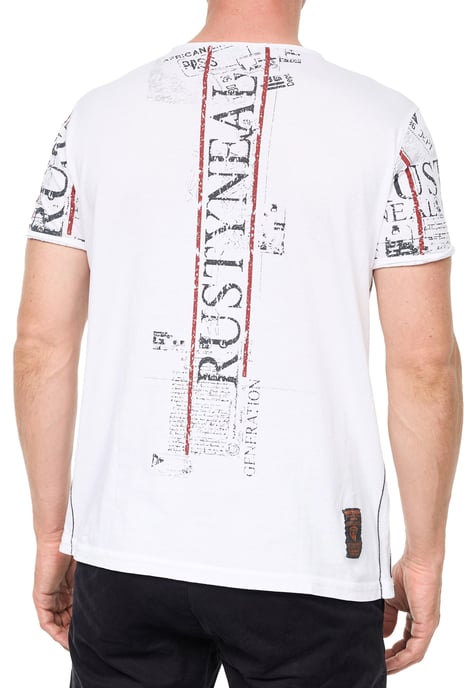Henley T-Shirt mit Knopfleiste und Seitlichen Front Prints - Image 5