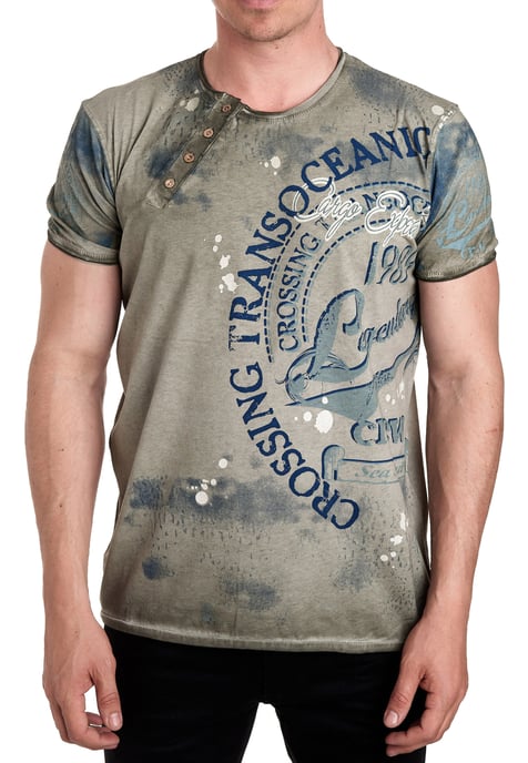 Rundhals T-Shirt mit All Over Front Print - Image 2