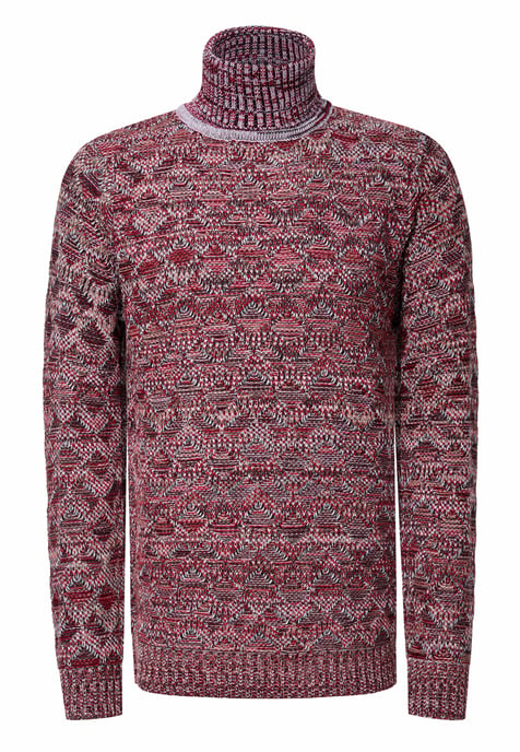 Kontrast Grobstrick Rollkragen-Pullover - Image 1