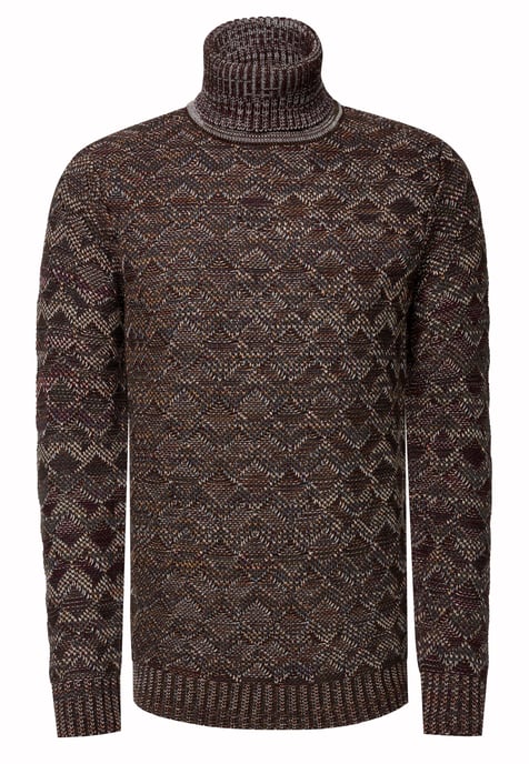Kontrast Grobstrick Rollkragen-Pullover - Image 1