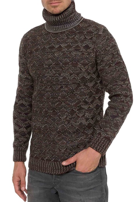Kontrast Grobstrick Rollkragen-Pullover - Image 4