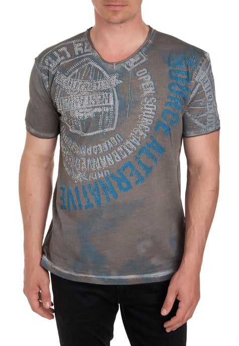 V-Neck T-Shirt mit Strass Steinen Besetzt - Image 3