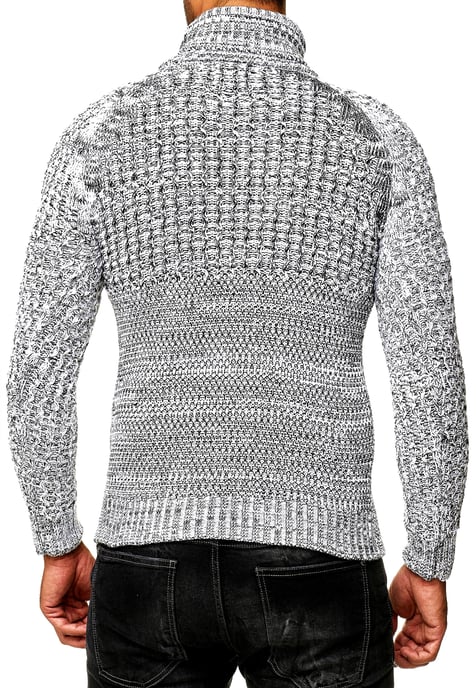 Side Button-Placket Grobstrick Rollkragen-Pullover - Image 4