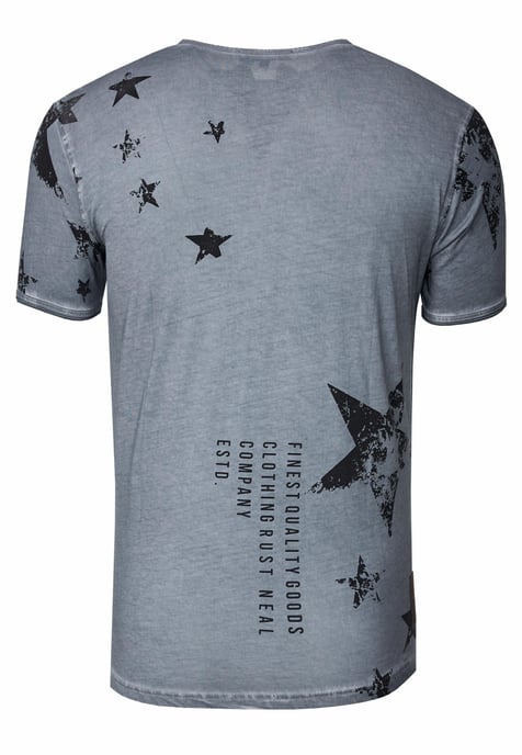 Rundhals Henley T-Shirt mit Prints und Knopfleiste - Image 2