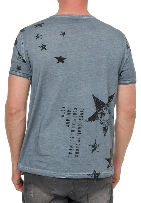 Rundhals Henley T-Shirt mit Prints und Knopfleiste - Image 4