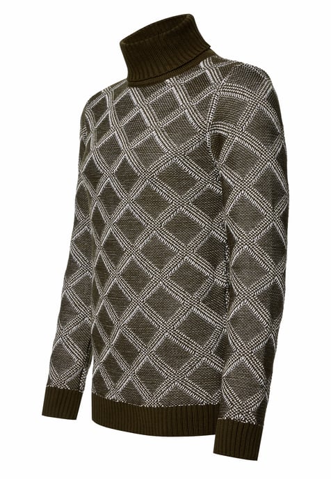 Grobstrick mit Karomuster Rollkragen-Pullover - Image 2