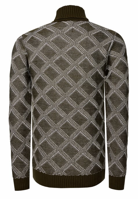 Grobstrick mit Karomuster Rollkragen-Pullover - Image 3