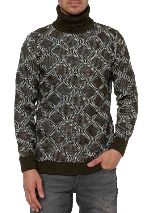 Grobstrick mit Karomuster Rollkragen-Pullover - Image 4