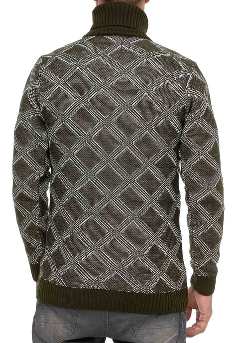 Grobstrick mit Karomuster Rollkragen-Pullover - Image 5