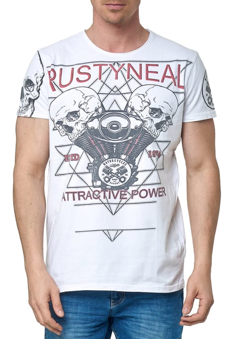 Rocker T-Shirt Light Washed mit Skull-Print - Image 3