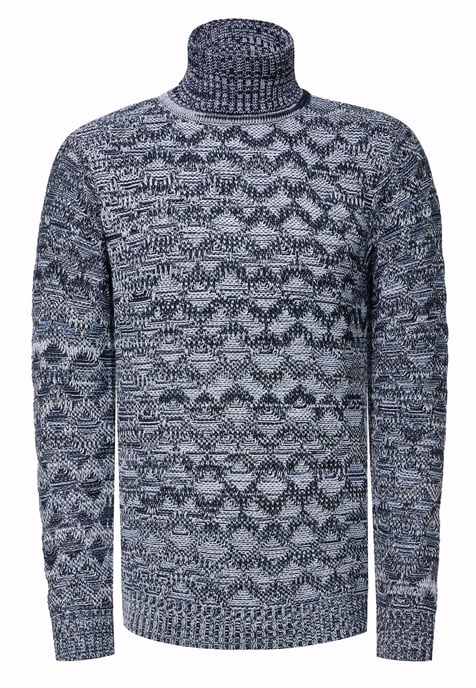 Kontrast Grobstrick Rollkragen-Pullover - Image 1