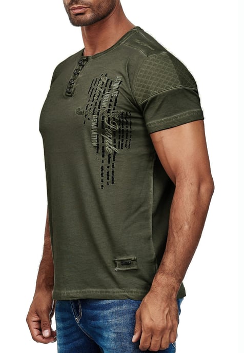 Oil-Washed T-Shirt mit Knopfleiste - Image 3
