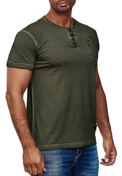 Oil-Washed T-Shirt mit Knopfleiste - Image 4